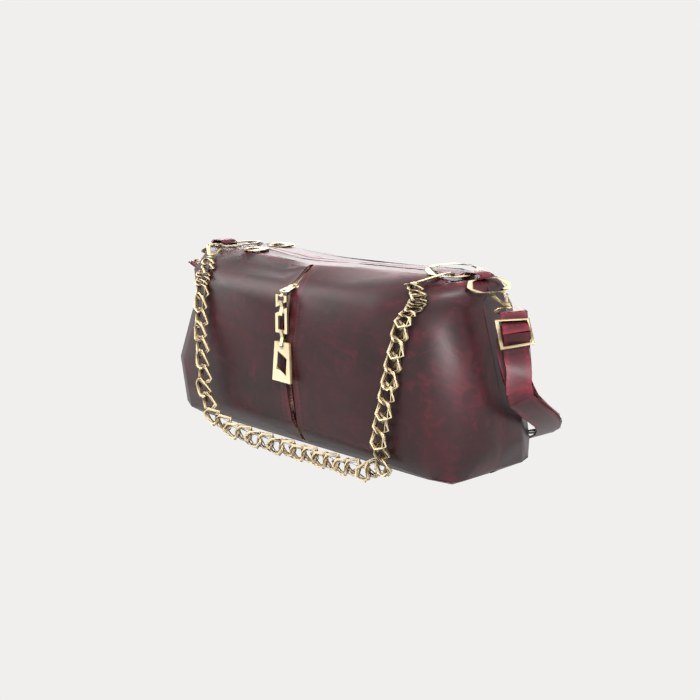 Black Leather Bag with Gold Chain view 5