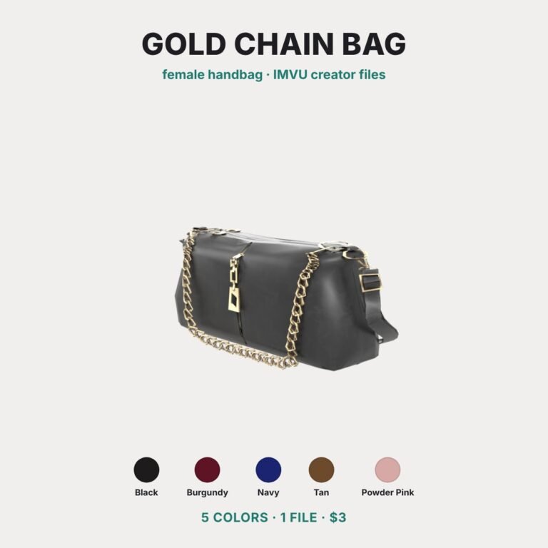 Black Leather Bag with Gold Chain IMVU file