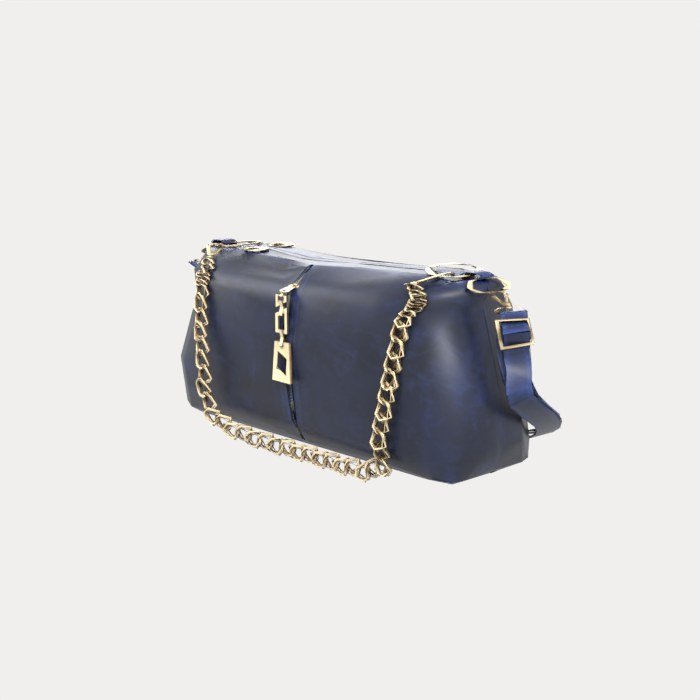 Black Leather Bag with Gold Chain view 7