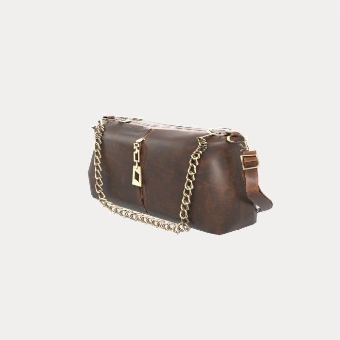 Black Leather Bag with Gold Chain view 9