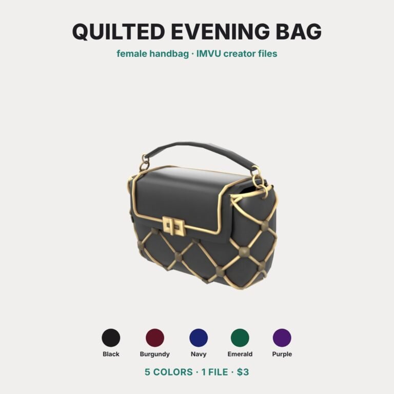 Black Quilted Evening Bag with Gold Cage IMVU file