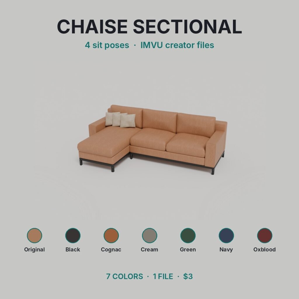 Leather Sectional Sofa with Chaise IMVU file preview