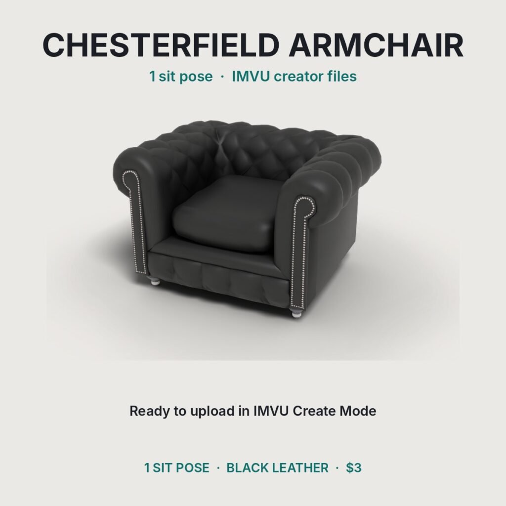 Chesterfield Leather Armchair IMVU file preview