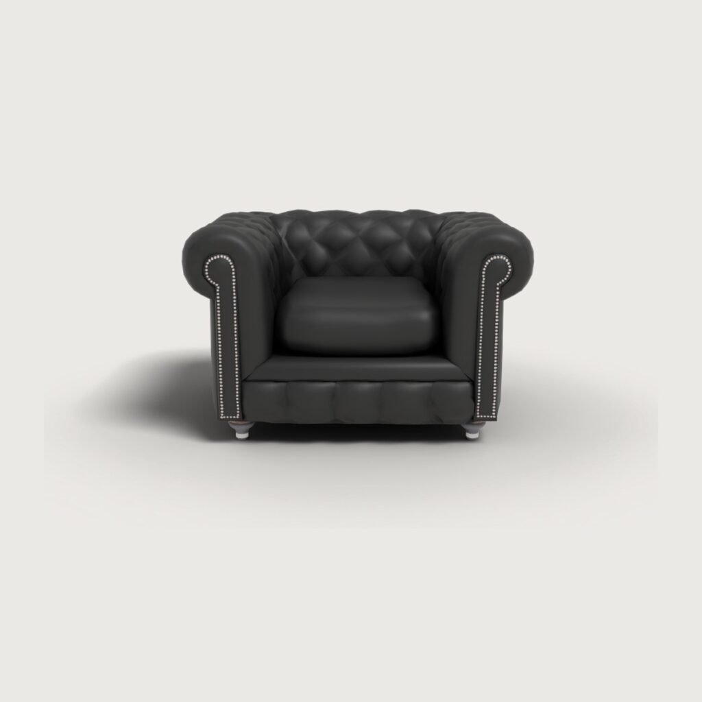 Chesterfield Leather Armchair view 4