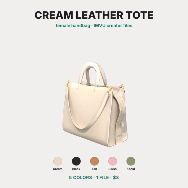 Cream Structured Leather Tote IMVU file