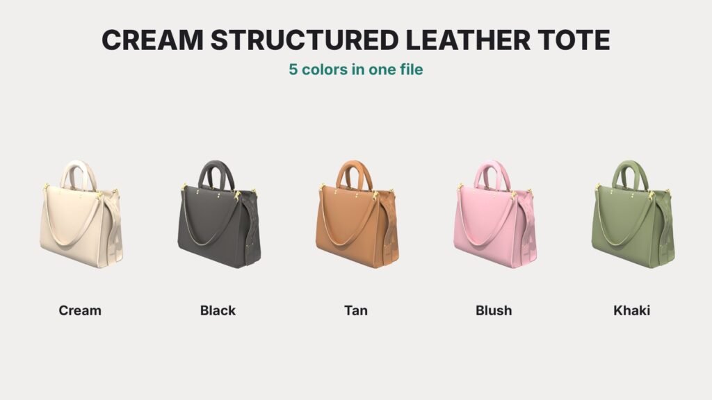 Cream Structured Leather Tote view 12