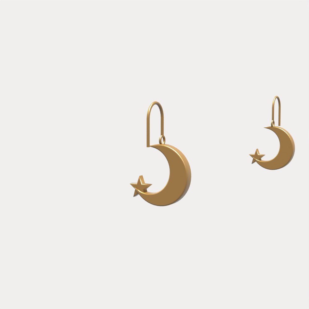 Crescent Moon & Star Earrings view 6
