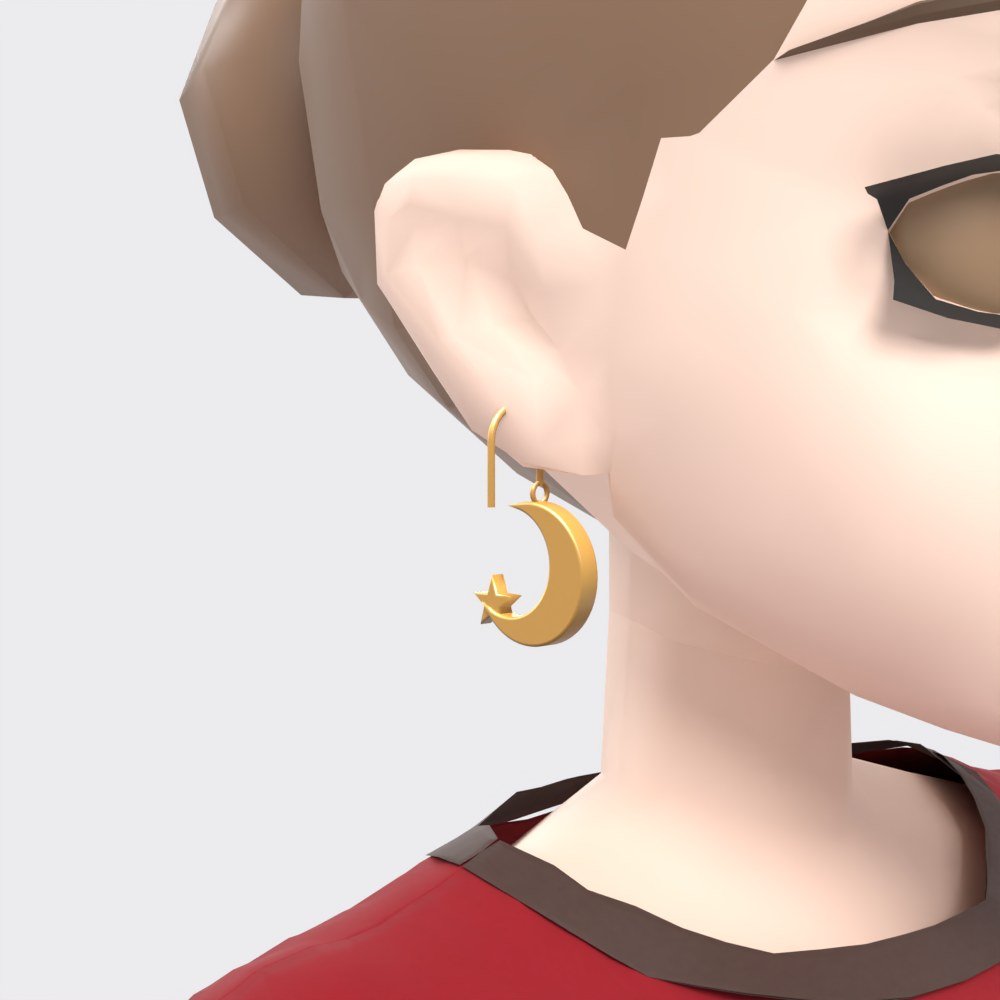 Crescent Moon & Star Earrings view 7