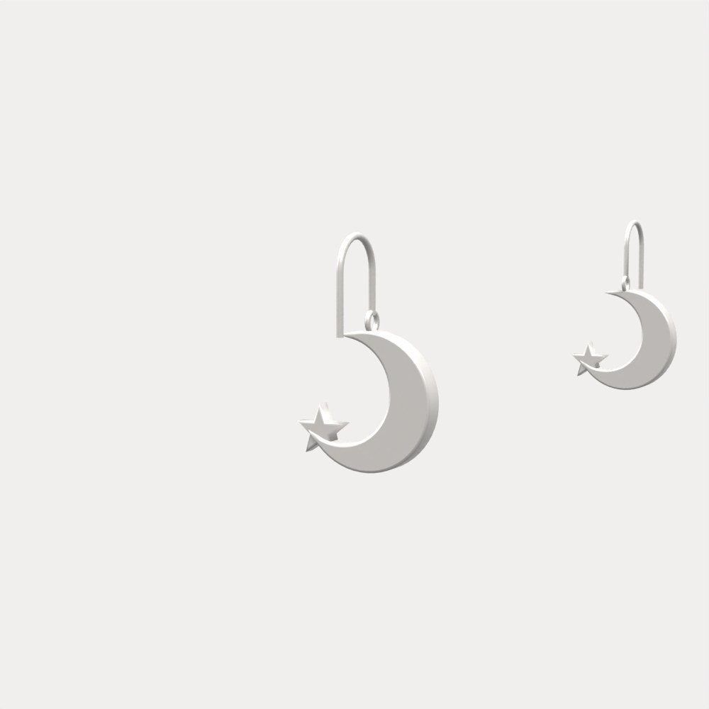 Crescent Moon & Star Earrings view 3