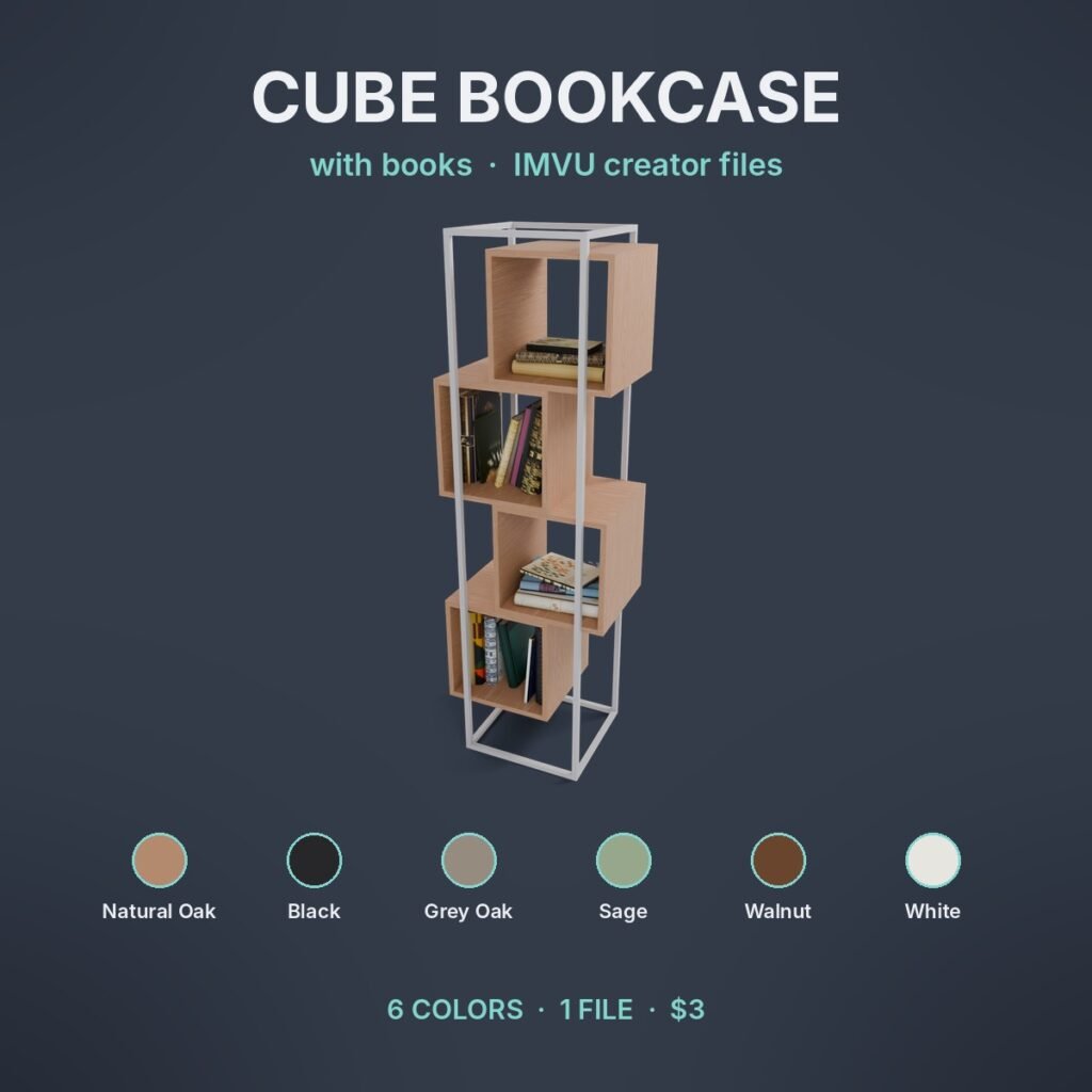 Cube Bookcase with Books IMVU file preview