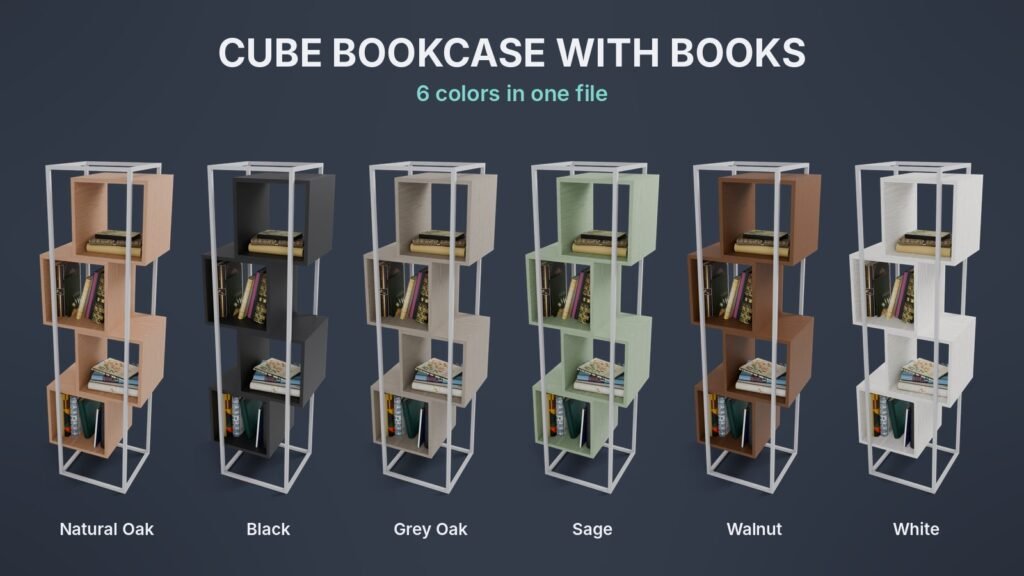 Cube Bookcase with Books view 2