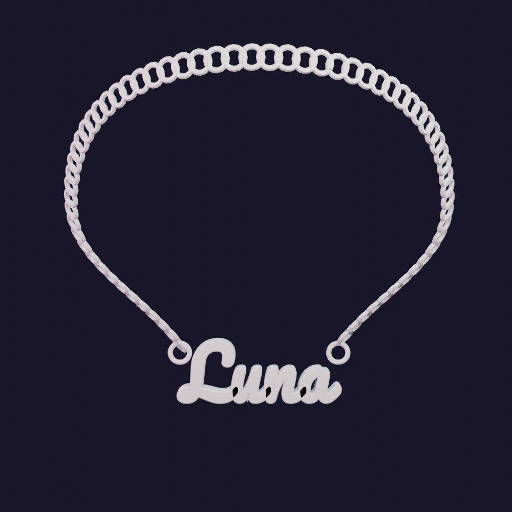 Name necklace clay model in Blender