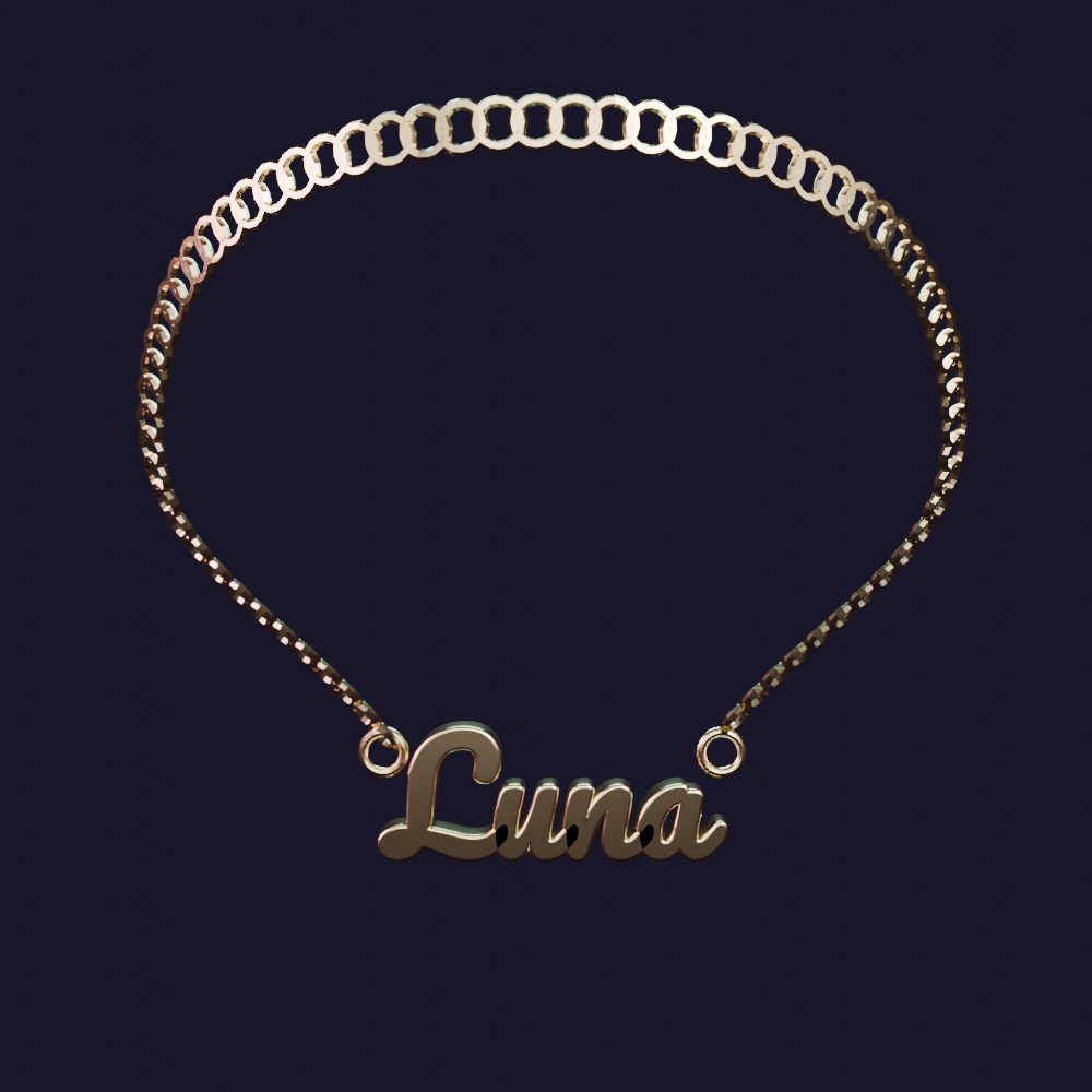 Custom gold name necklace for IMVU, made in Blender