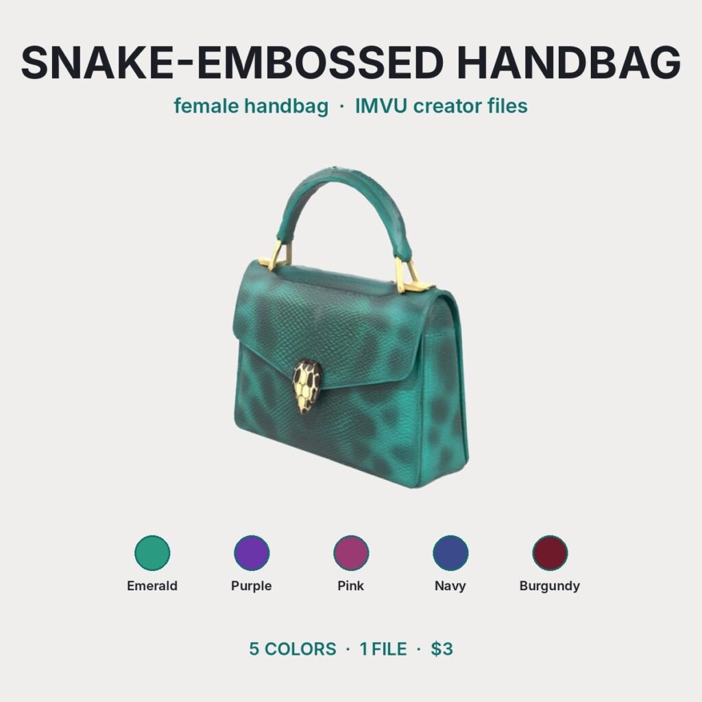 Emerald Snake-Embossed Handbag IMVU file preview