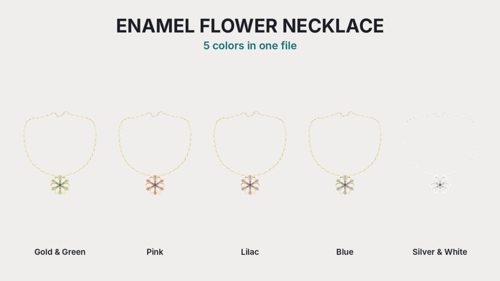 Enamel Flower Necklace view 6