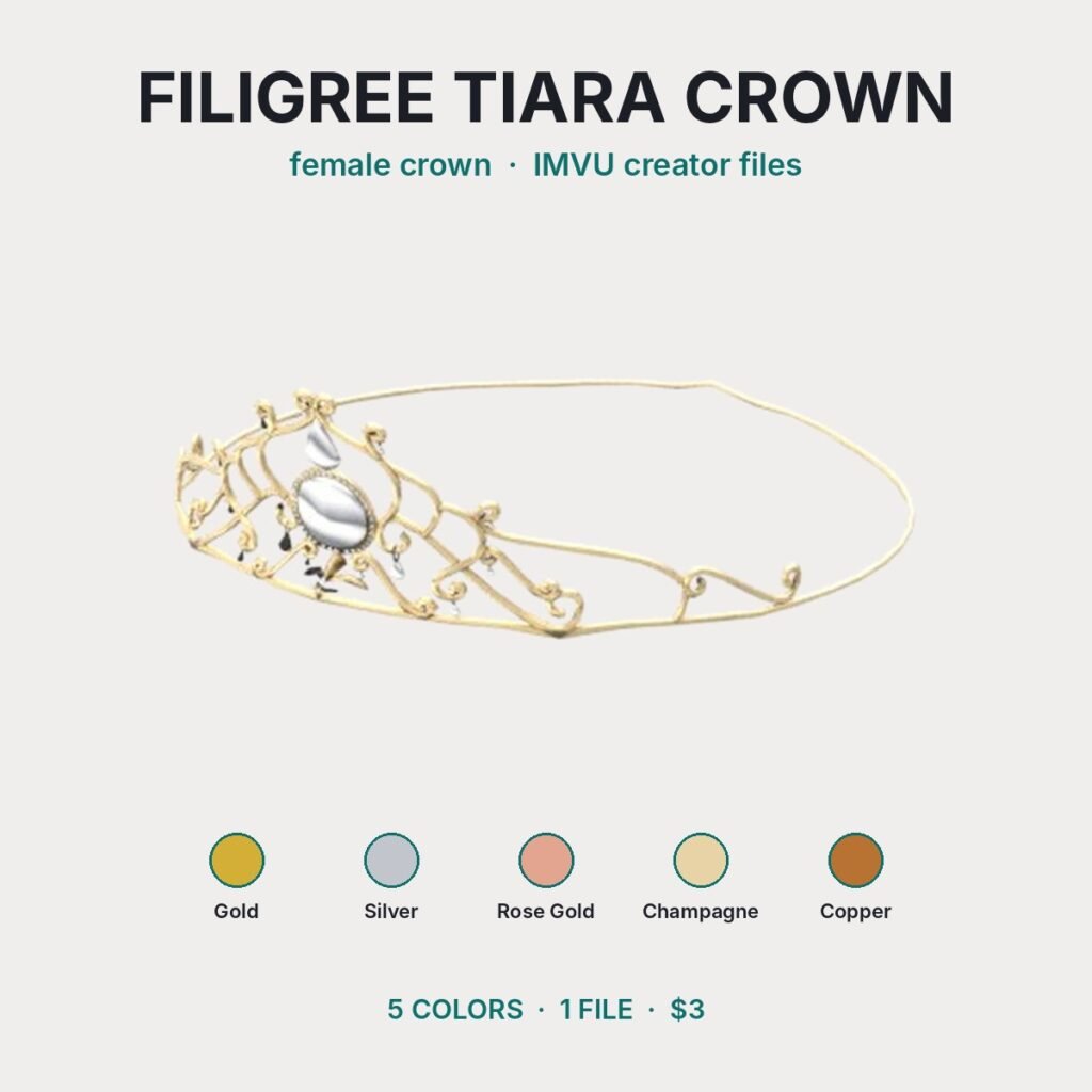Gold Filigree Tiara Crown IMVU file preview