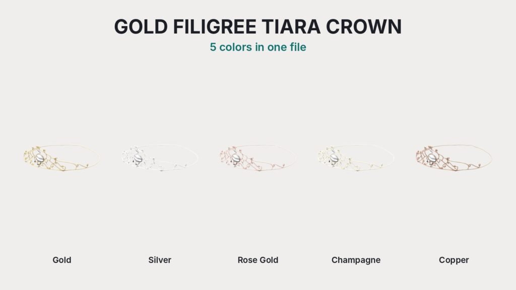 Gold Filigree Tiara Crown view 4