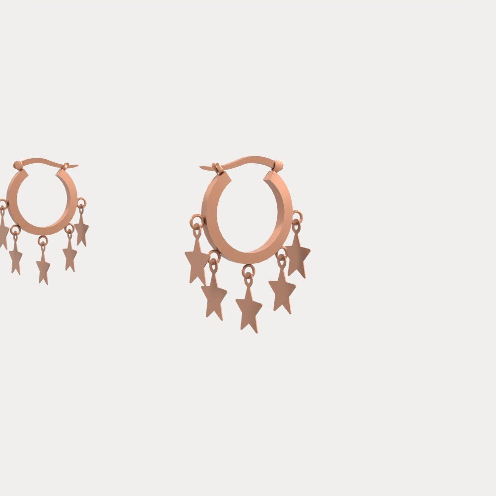 Gold Star Hoop Earrings view 7