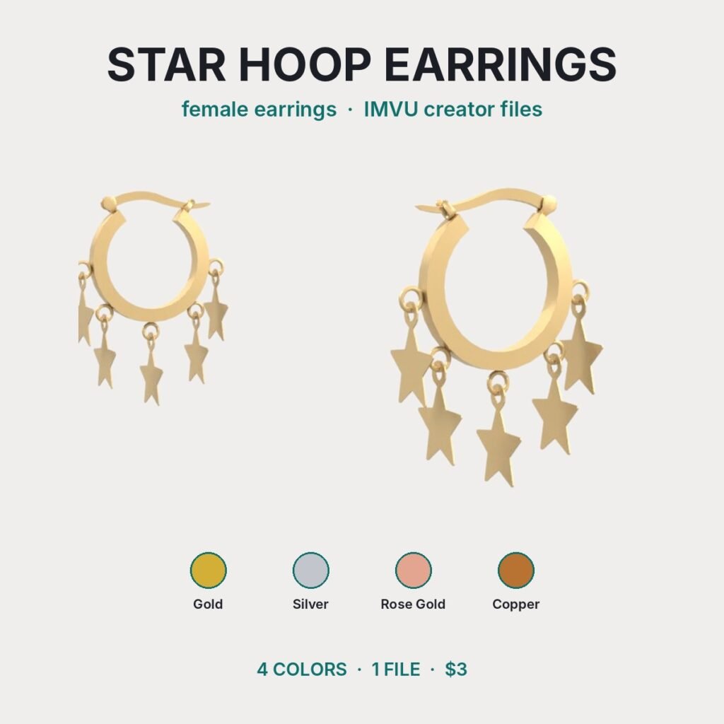 Gold Star Hoop Earrings IMVU file preview