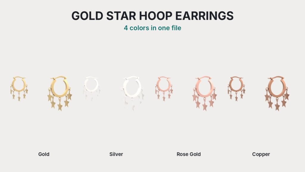 Gold Star Hoop Earrings view 3
