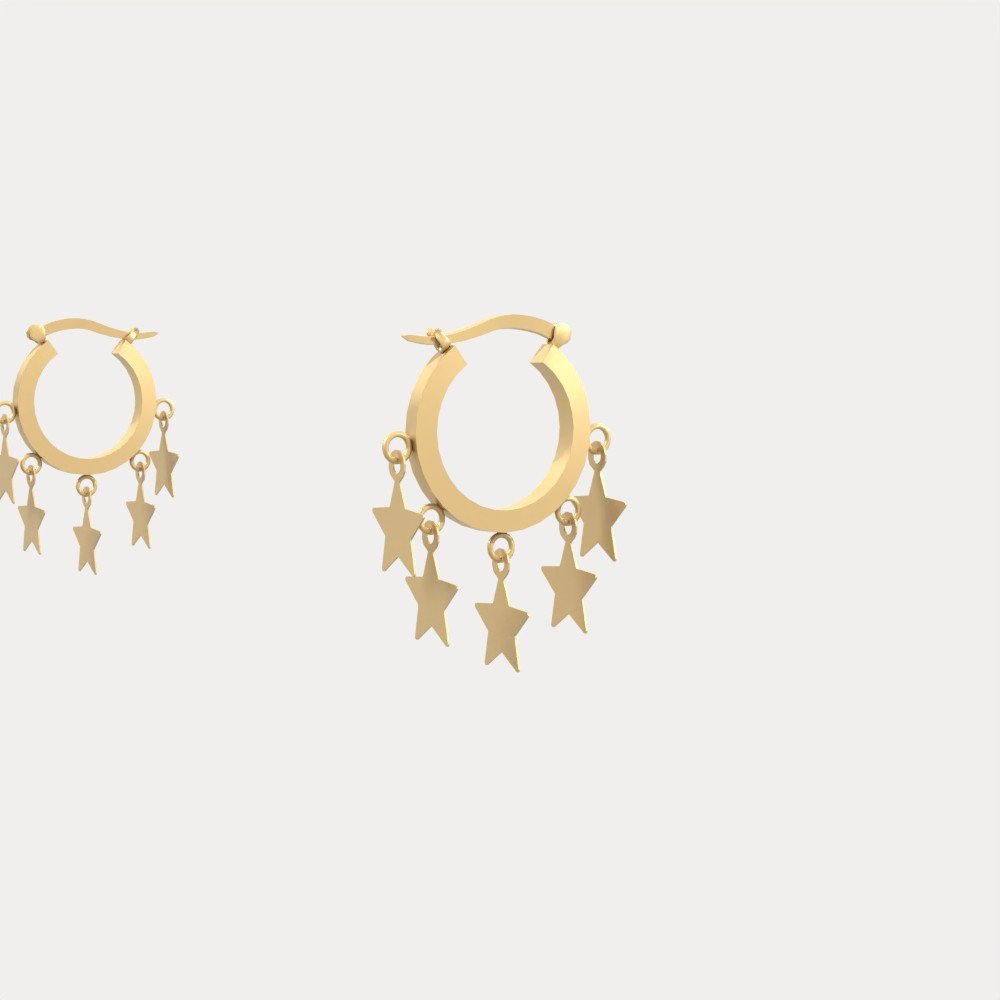 Gold Star Hoop Earrings view 4