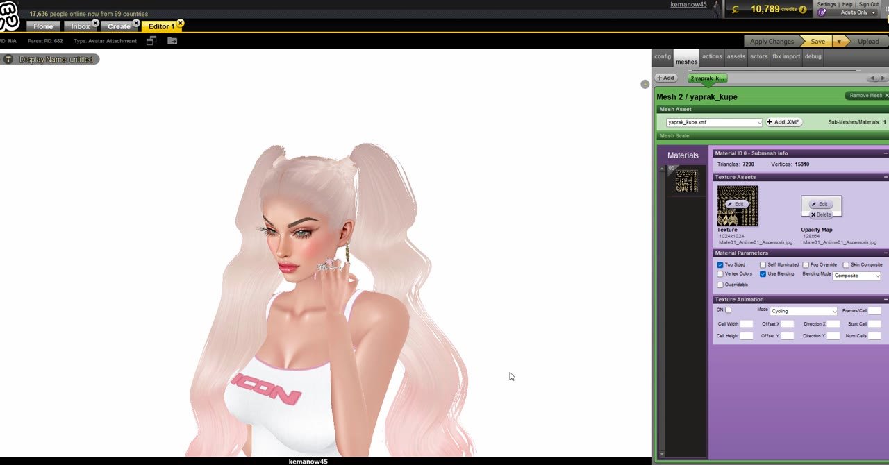 IMVU Create Mode, lesson 4 step 6: Apply Changes and try it on