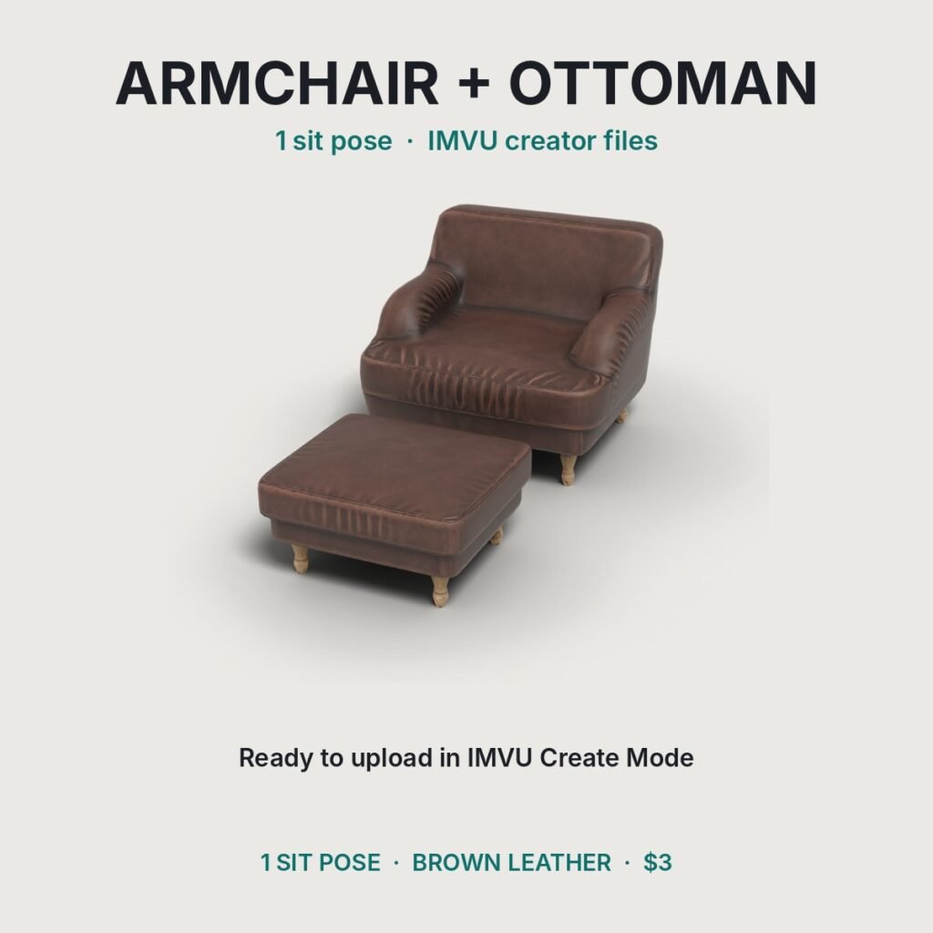 Leather Armchair with Ottoman IMVU file preview