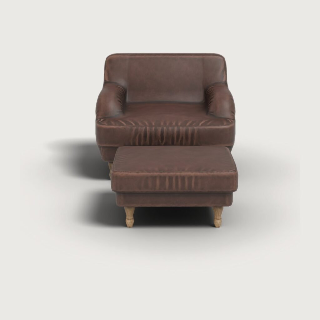 Leather Armchair with Ottoman view 4