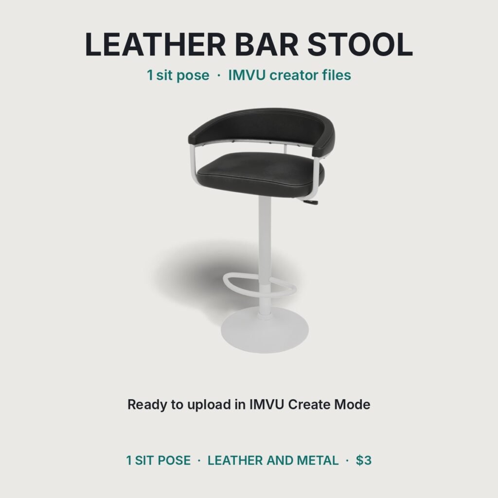 Leather High Bar Stool IMVU file preview