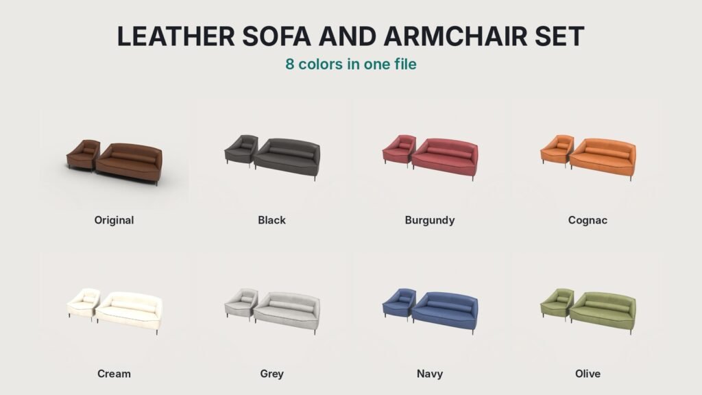 Leather Sofa and Armchair Set view 2