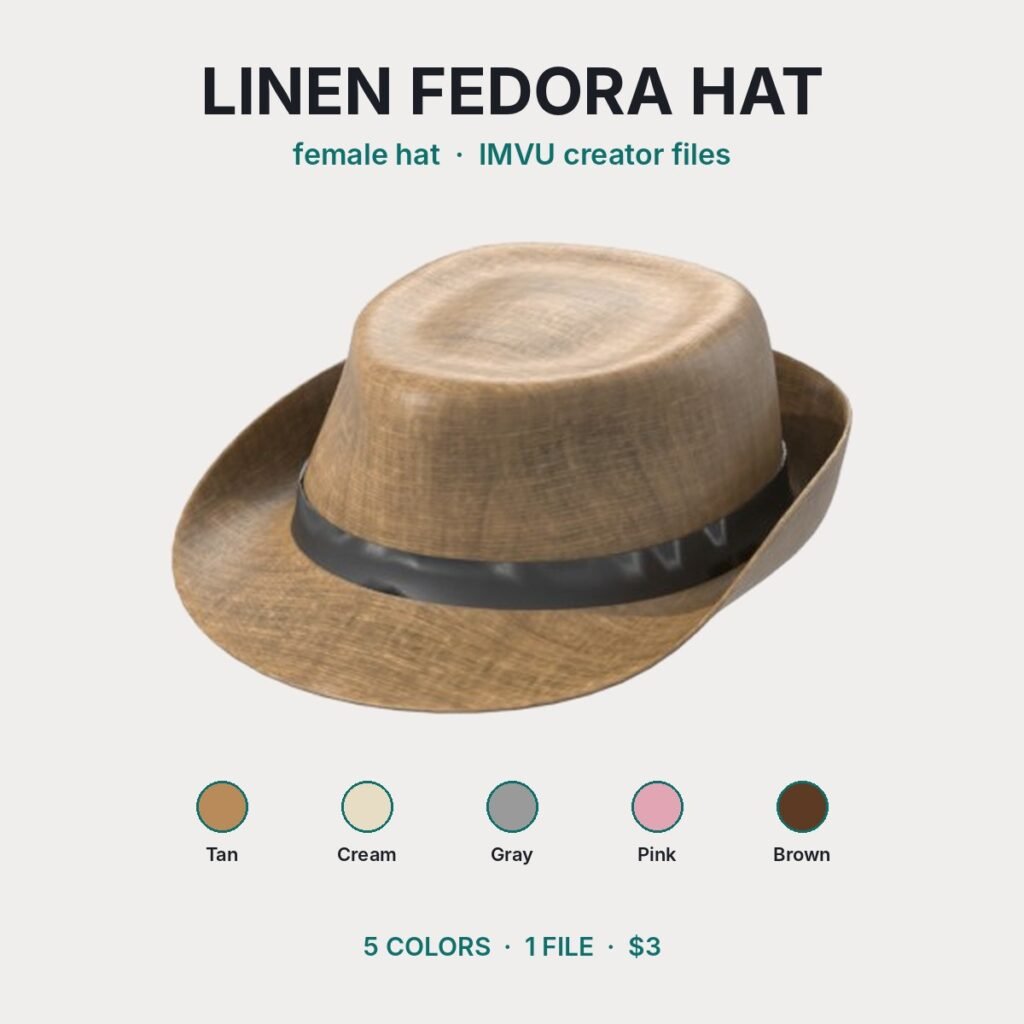 Linen Fedora Hat IMVU file preview