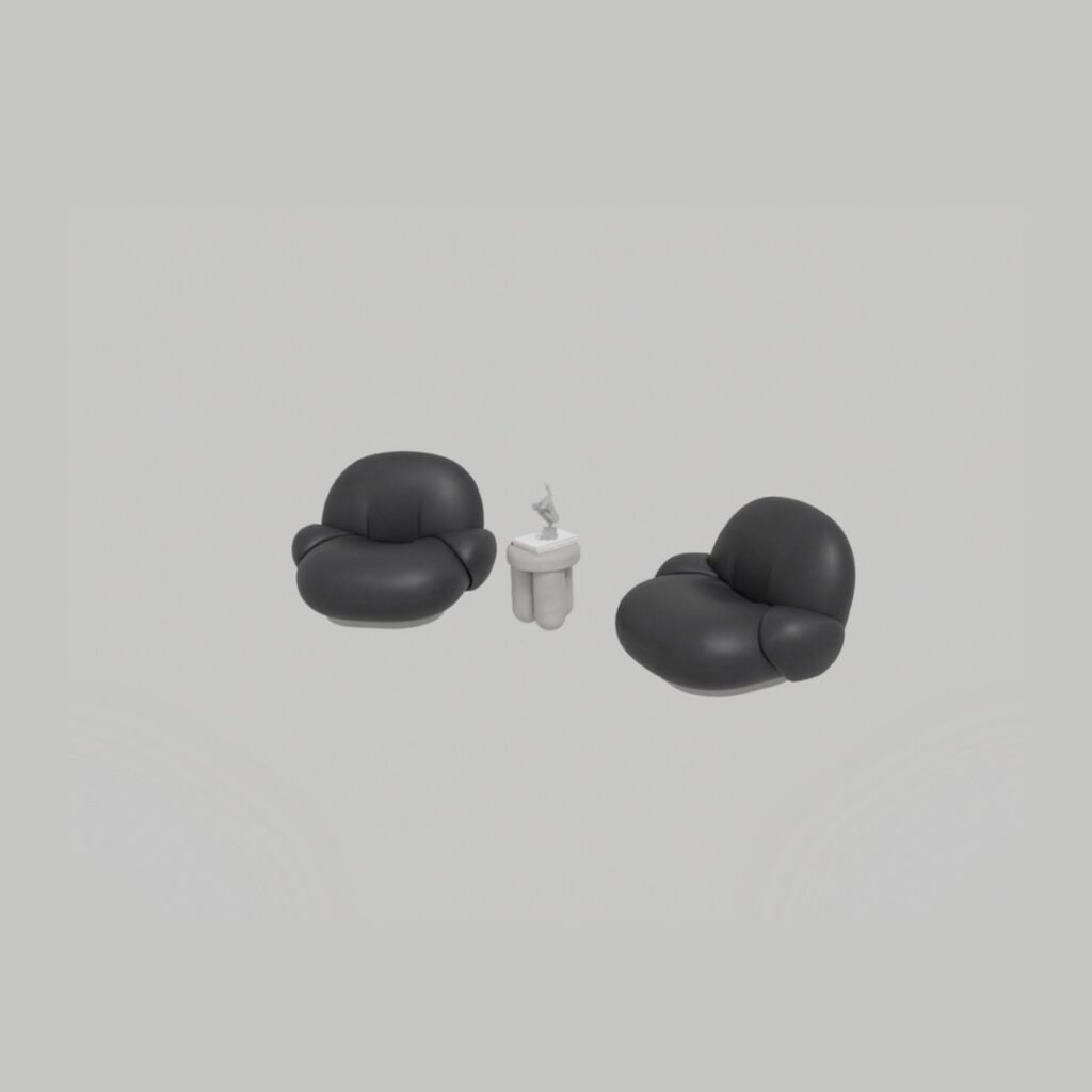 Lounge Armchair Pair with Side Table view 4