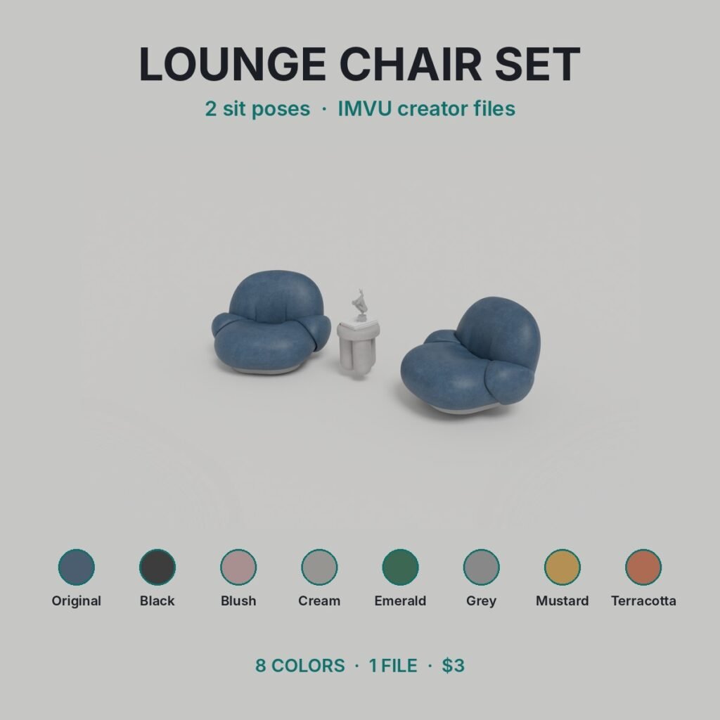 Lounge Armchair Pair with Side Table IMVU file preview