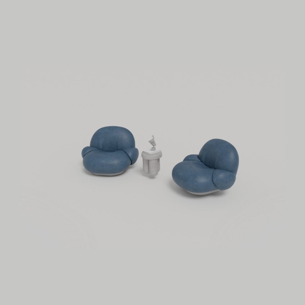 Lounge Armchair Pair with Side Table view 3