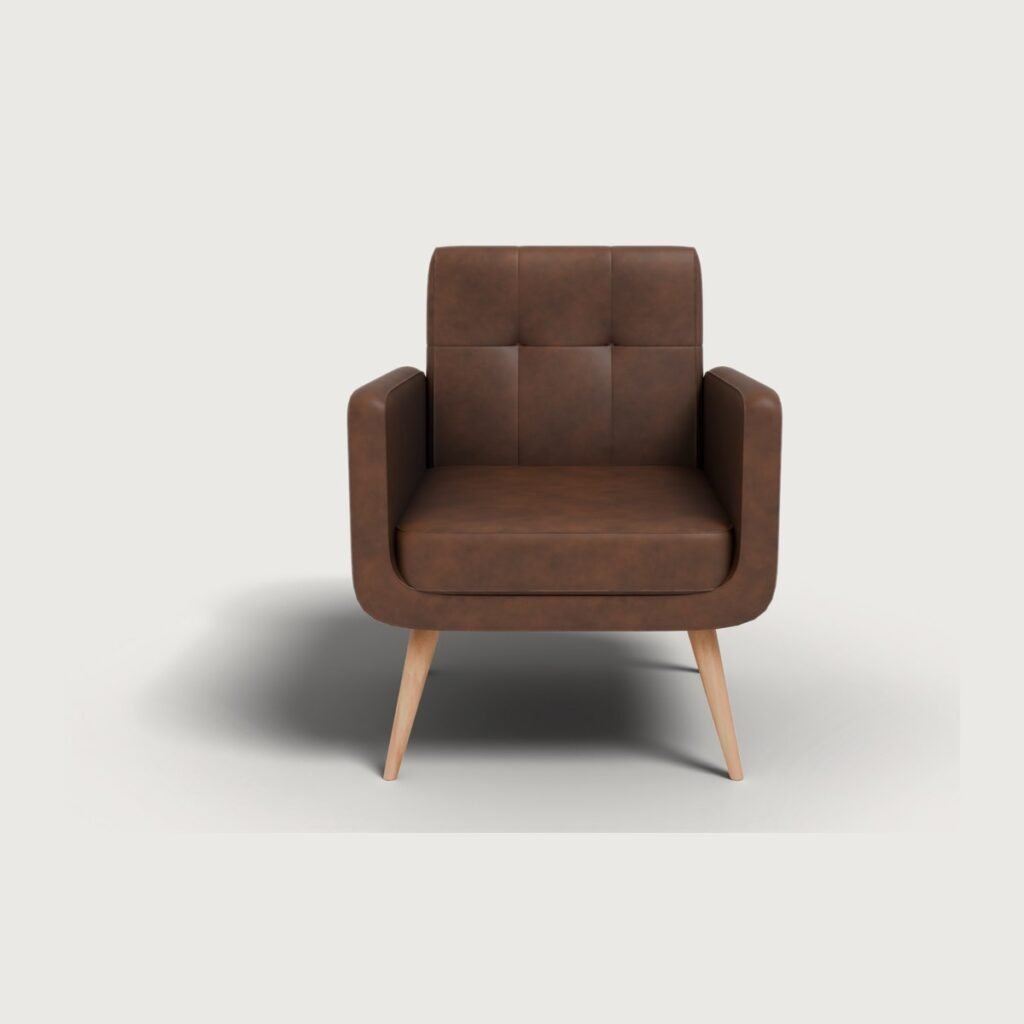 Mid Century Leather Armchair view 4