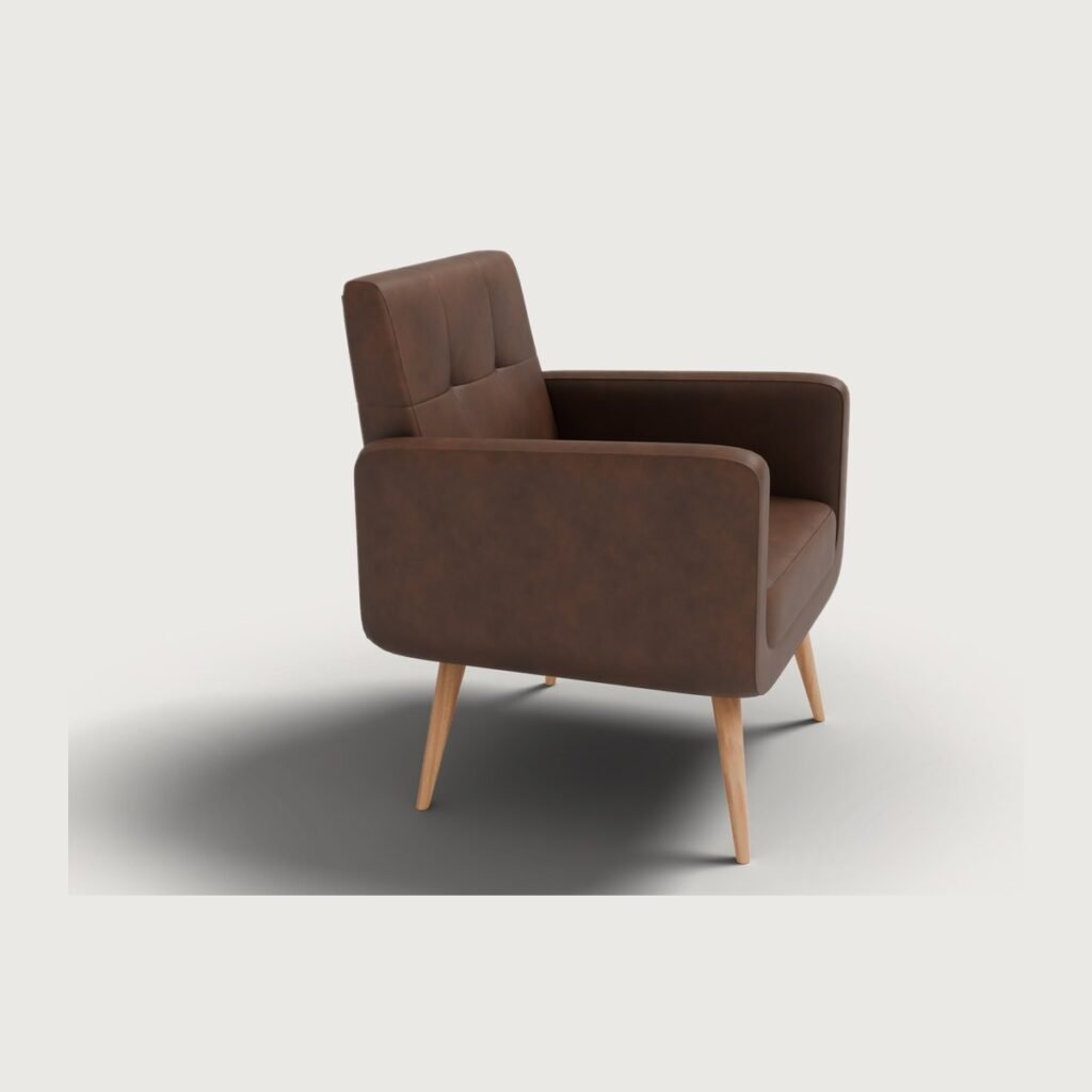 Mid Century Leather Armchair view 3