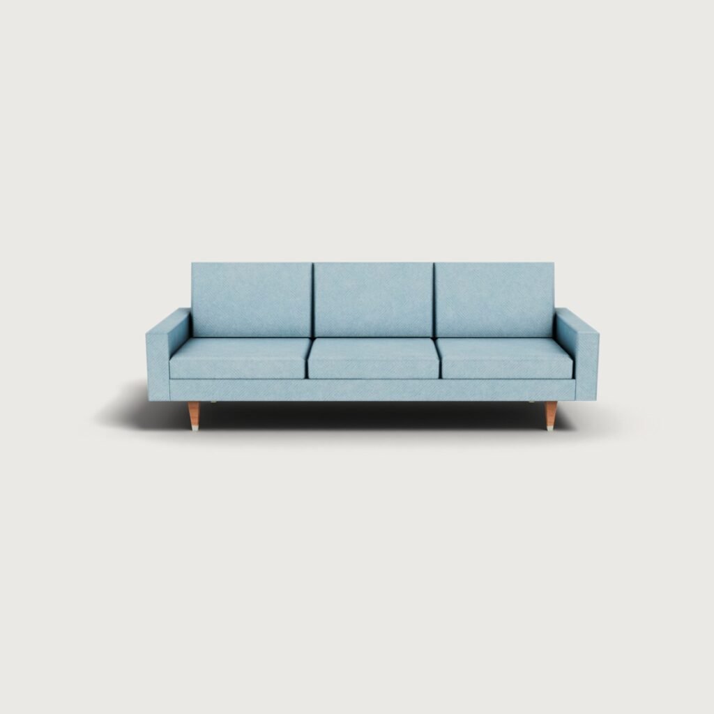 Midcentury Blue Sofa view 5