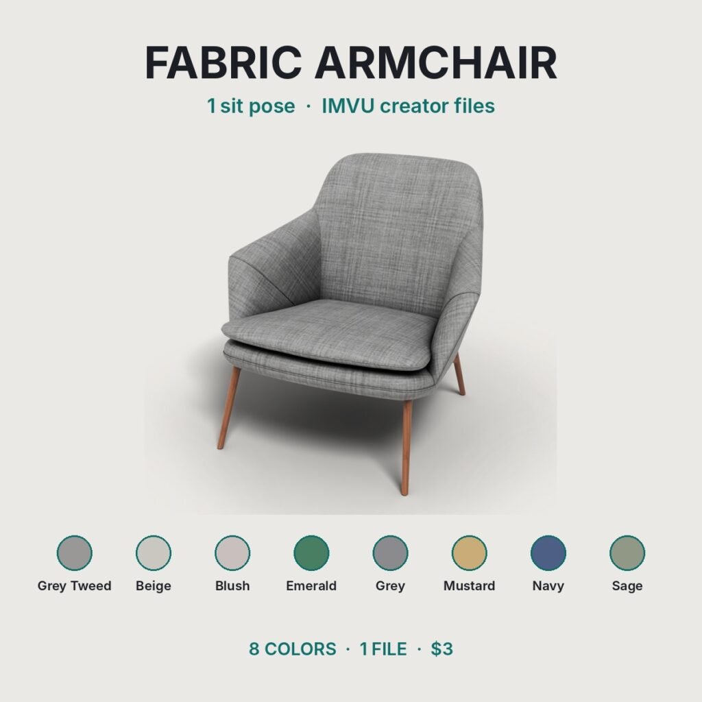 Modern Fabric Armchair IMVU file preview