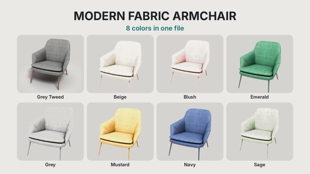 Modern Fabric Armchair view 2