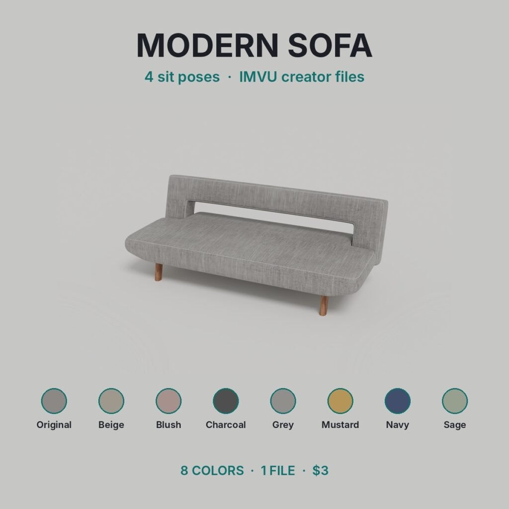 Modern Fabric Sofa IMVU file preview