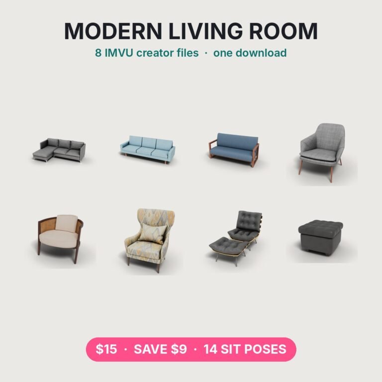 Modern Living Room Sofa Pack IMVU file