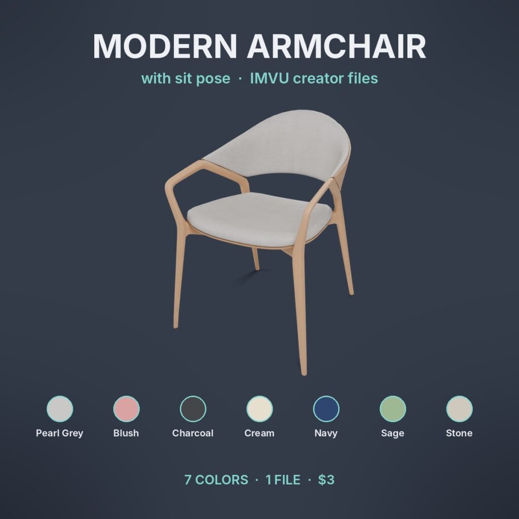 Modern Wooden Armchair IMVU file preview