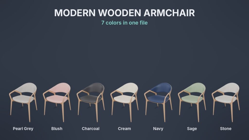 Modern Wooden Armchair view 2