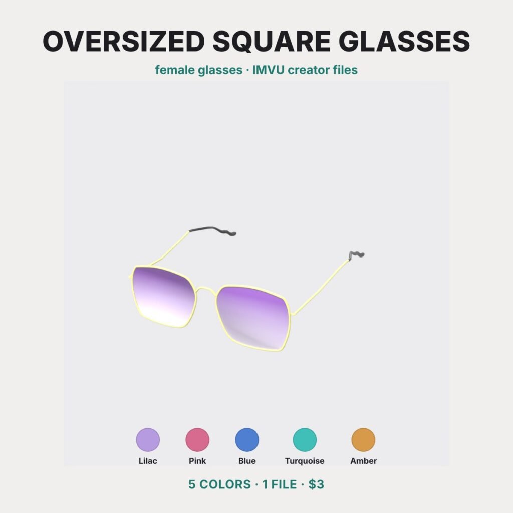 Oversized Square Gold Glasses IMVU file preview