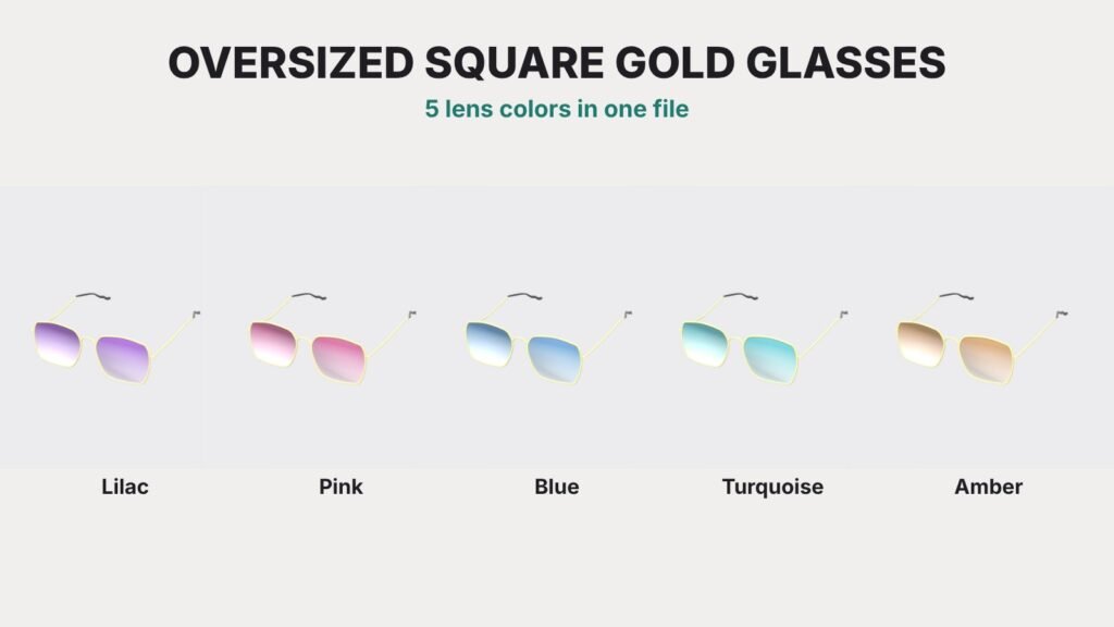 Oversized Square Gold Glasses view 12