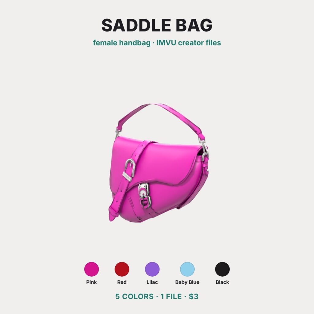 Pink Leather Saddle Bag IMVU file preview
