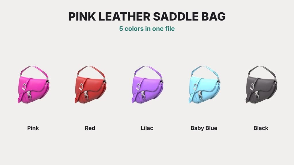 Pink Leather Saddle Bag view 12