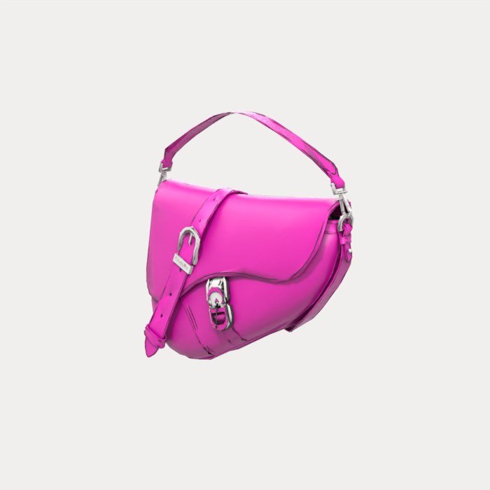 Pink Leather Saddle Bag view 3