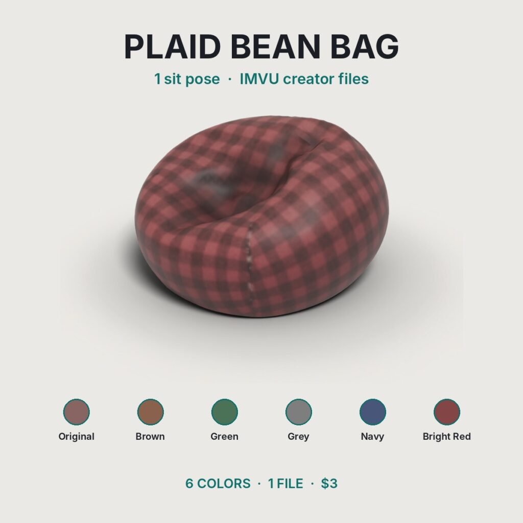 Plaid Bean Bag Chair view 2