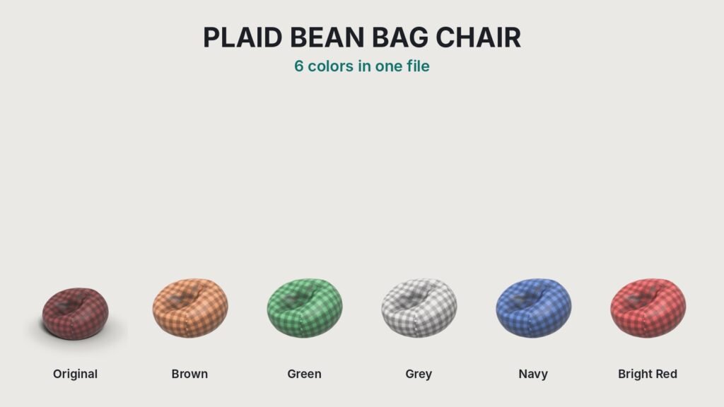 Plaid Bean Bag Chair view 3